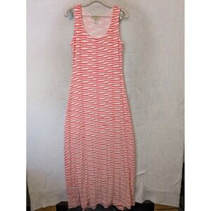 Davina Maxi Dress Women's Medium Pink White Textured Wavy Sleeveless Resortwear